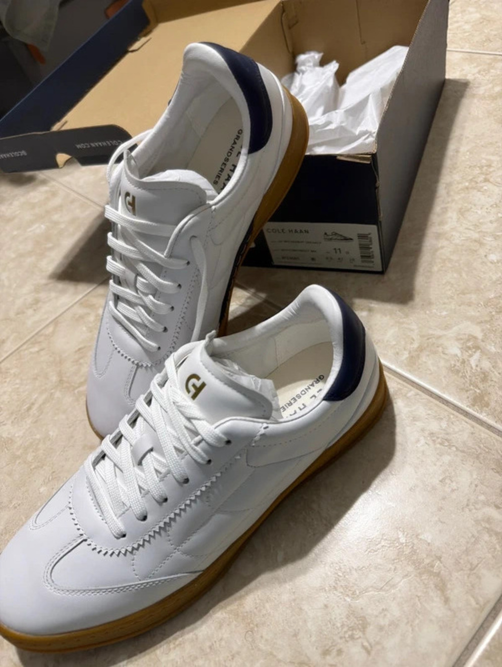 Cole Haan GrandPrø Breakaway White Midnight Leather Sneakers 11B - Picture 2 of 5